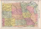 1923 Carte ~États-unis Amérique~ Ouest Central Colorado Kansas Nebraska Iowa
