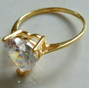 Heart Solitaire Engagement Ring 9ct Gold on 925 Silver - New - Picture 1 of 2