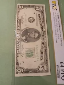 1950 $5 Federal Reserve Note Chicago 64PPQ Choice Unc - Picture 1 of 2