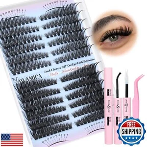 Yawamica Lash Extension Kit 50D 80D Cat Eye Lashes Clusters Kit 7-16mm Wispy - Picture 1 of 5
