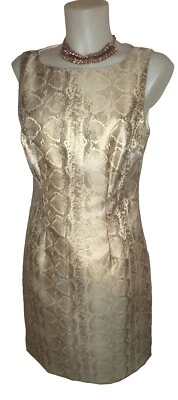 Womens Vintage Style Gold Snakeskin Mobwife Retro Glam Festival Dress Sz 8 - Image 1 of 2
