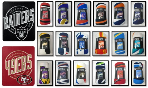 NFL Fleece Roll Throw Blanket 50" x 60" Campaign Style Cover