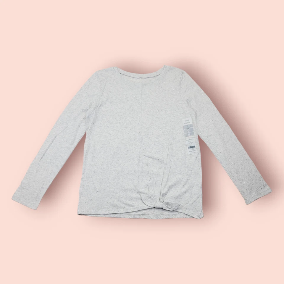 Camisa de algodón manga larga Carter's Girl nueva con etiquetas talla 12 gris brillante Foto 1 de 1