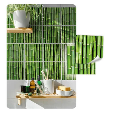 Fliesenaufkleber Set Aufkleber Folie Selbstklebend Küche Bad Y074-09 Bambus - Bild 1 von 4