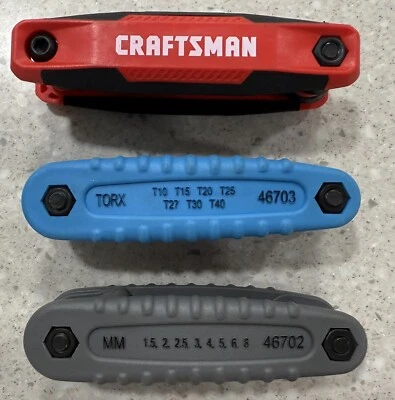 Craftsman 3x Metric SAE Torx Key Sets Lot 46703 46702 Excellent 24 Pcs Steel - Image 1 of 2