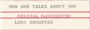 Melissa Manchester - You Should Hear How She Talk - original jukebox title strip - Picture 1 of 1