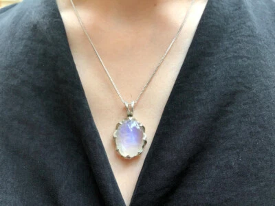 Loveing Regenbogen Mondstein Edelstein 925 Sterlingsilber Handmade Anhänger S-41 - Bild 1 von 3