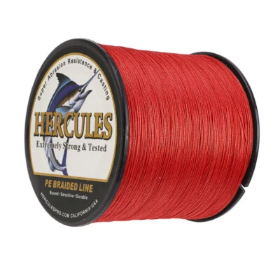 Línea de pesca trenzada HERCULES fuerte 8 hilos 100M 300M 500M 1000M roja 100 % PE Foto 1 de 4