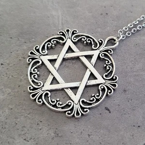 Judío Israel Magen Estrella de David filigrana color plata encanto colgante collar - Imagen 1 de 3