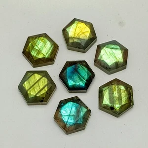 Pack of 5 Pcs Multi Labradorite 10mm - 15mm Hexagon Step Cut Multi Fire Stone. - Picture 1 of 6