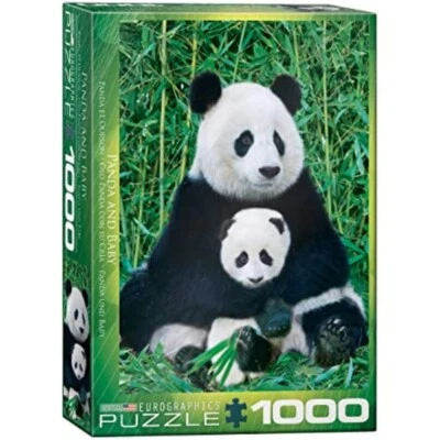 Panda and Baby 1000 piece jigsaw puzzle by Eurographics 680mm x 480mm - Image 1 of 2