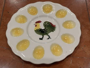 ROOSTER DEVILED EGG 9.5" PLATE PLATTER RELISH TRAY CERAMIC MCM 1950-60S EUC - Bild 1 von 5
