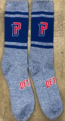 Detroit Pistons Socks NBA Mens Large  Fits 6-12 PKWY Varsity Crew Royal Red Cover