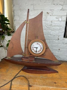 Vintage 1930's Sailboat Clock Nautical Decor, Tested Working Condition 21"H 20"L - Picture 1 of 17