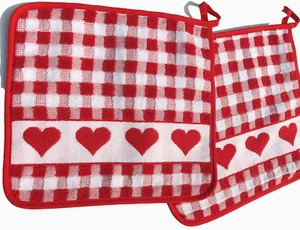 2x Ollas Corazones Rizo Cocina Kracht Hornear Decoración Amor Cocina Cuadros Rojo Blanco - Imagen 1 de 3
