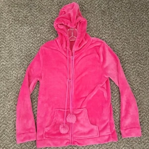 ISAAC MIZRAHI Womens Medium Pink Long Sleeve Hooded Fleece Jacket New York  - Picture 1 of 10