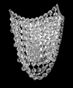 400101001 NICKEL WATERFALL CRYSTAL E14 WALL LIGHT - Picture 1 of 1