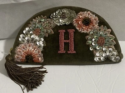 Bolsa de mão Anthropologie Anna Harlow Russo H couro monograma bolsa de mão nova com etiquetas - Imagem 1 de 4