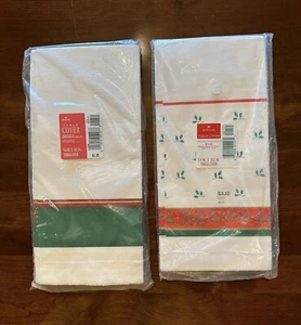 NOS Vintage Lot of 2 Hallmark Christmas Holiday Table Cover Paper Tablecloths - Picture 1 of 12