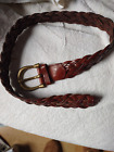 Vintage DKNY Braided Leather Belt Womens Brown Size S Made in Turkey Wide