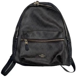 Coach Monogram Leather Backpack - Brown & Black, Broken Zip - Picture 1 of 10