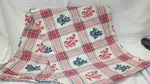 Woven Cotton Tablecloth Red White Blueberries W Plaid Indoor Out 46x66 #E1613 - Picture 1 of 3