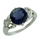 2.92ct Iolite Natural Zircon Band Ring 925 Silver Jewelry Christmas Gift