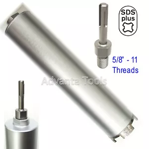 Combo: 2-1/2” Dry Diamond Core Drill Bit for Hard Concrete with SDS Plus Adapter - Picture 1 of 7