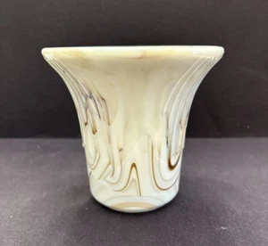 Vintage Akro Agate Graduated Dart Glass Vase Marbled Brown - Picture 1 of 4