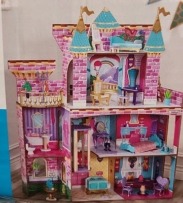 KIDCRAFT PRINCESS PARTY CASTLE FULLY FURNISHED 4' TALL WOODEN DOLLHOUSE BARBIE - Image 1 of 4