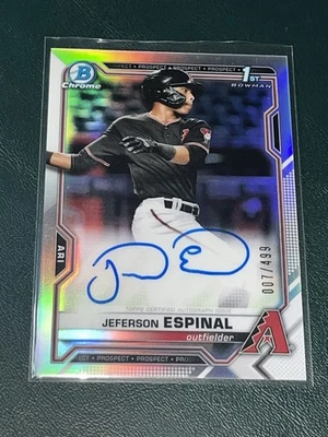 2021 Bowman Chrome Jeferson Espinal REFRACTOR /499 AUTOGRAPH - Image 1 of 2