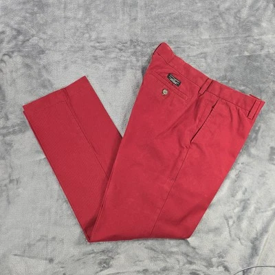 Banana Republic Emerson Chino Pants Mens 33x32 Red Flat Front Casual Preppy - Imagem 1 de 4