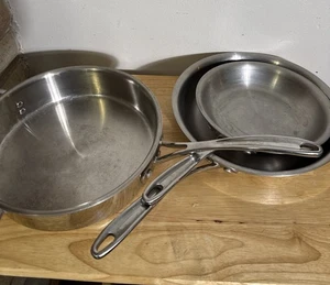 Lot 3 Calphalon 8”,10",3qt Stainless Steel Skillets Frying Pans 5003 1388 1390 - Picture 1 of 7