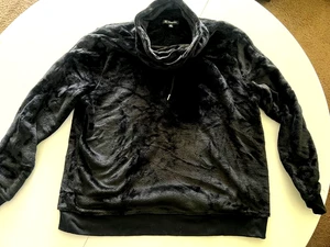I.N.C.  MACY's Herren/Unisex Large Velour Trichter/Wasserfallkragen Pullover XXL SCHWARZ - Bild 1 von 3