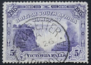 Rhodesien 1905 Falls Five Shillings with a MELSETTER Code A postmark - Bild 1 von 1
