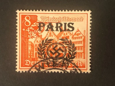 Germany WWII propaganda overprint (FRANCE/PARIS)  8+4 Rpf.  USED #b25 - Image 1 of 2
