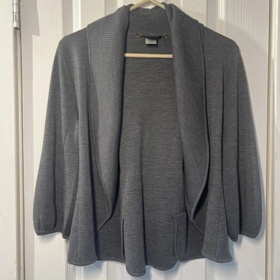 BCBG MAXAZRIA Women’s Gray Open Front Merino Wool Cardigan XS Read* - Image 1 of 4