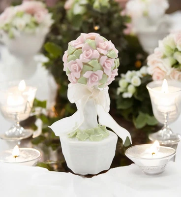 Mini estatuilla topiaria de cerámica rosa flor rosa, decoración de boda, regalo para ella, gif Foto 1 de 3