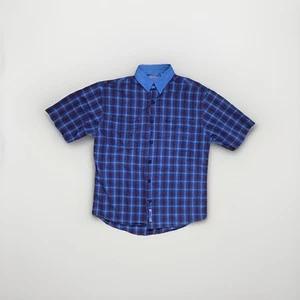 Vintage Riders Men Size M Plaid Denim Collar Button Up Shirt 90s - Picture 1 of 4