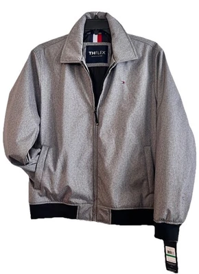 Tommy Hilfiger THFLEX Mens Jacket Gray Contrasting Hem Full Zip Size Large - Image 1 of 4