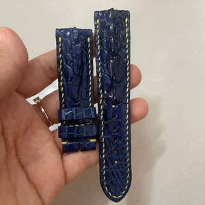 Genuine Leather Skin Watch Strap Band  Blue  size 22mm/20mm - Picture 1 of 11