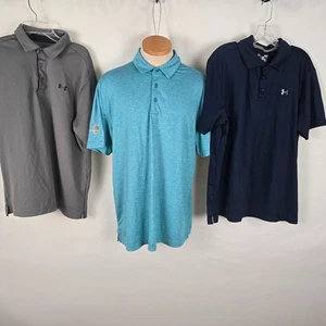 Under Armor Polo Bundle Uomo L Grigio Lt Blu Dk Blu Manica Corta Sciolta HeatGear - Foto 1 di 22