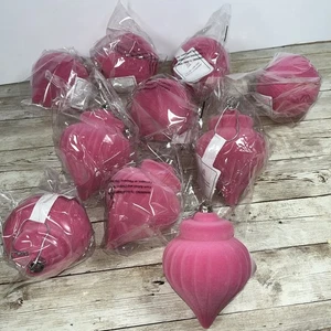 fuchsia matte onion drop Christmas tree ornament 10 Qty  - Picture 1 of 5