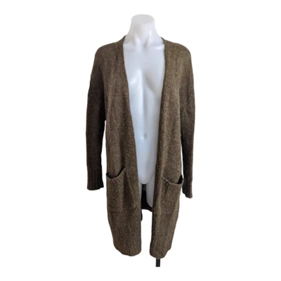 Cárdigan Suéter Talula Talla Pequeña Frente Abierto Verde Oscuro Lana Mezcla Mohair Bolsillos Foto 1 de 4