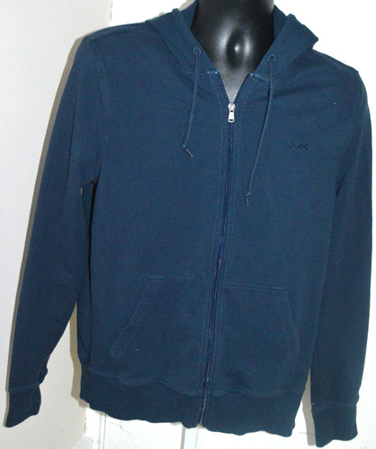 FELPA CON CAPPUCCIO MICHAEL KORS UOMO ZIP GRANDE blu navy ricamata MK tasche ottime condizioni