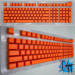 104Pcs Orange White Full Size Key PBT Double Shot Keycaps Mechanical Keyboard - Picture 1 of 4