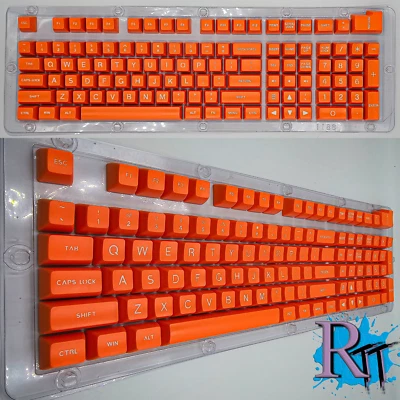 104Pcs Orange White Full Size Key PBT Double Shot Keycaps Mechanical Keyboard - Image 1 of 4