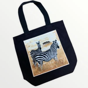 NEW Tiki Totes Zebra Tote Bag 10" X 15" African Wildlife School Work Beach - Picture 1 of 2