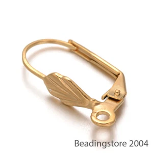 10pcs 304 Stainless Steel Leverback Earwires French Hoop Earring Findings Gold - Picture 1 of 2