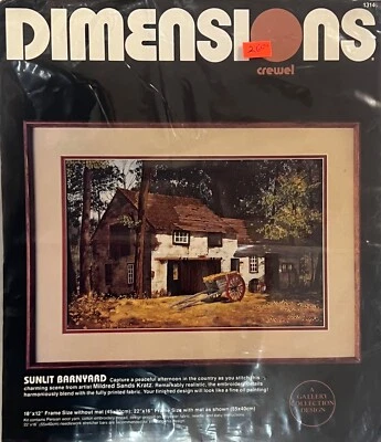 Vintage NOS Dimensions MILDRED SANDS KRATZ SUNLIT BARNYARD Crewel Embroidery kit - Image 1 of 3